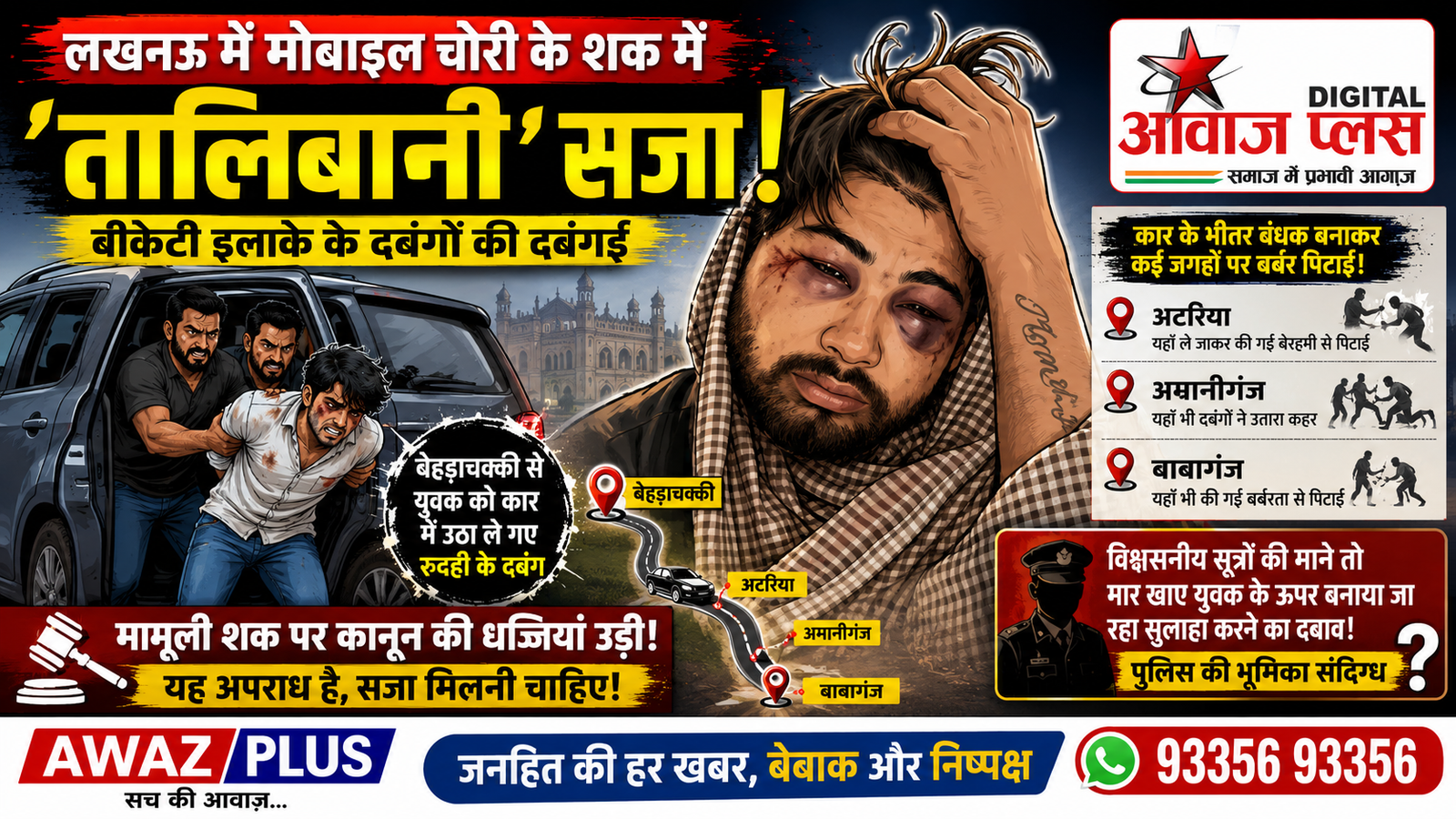 लखनऊ में मोबाइल चोरी के शक में 'तालिबानी' सजा, युवक का कथित अपहरण कर बेरहमी से पिटाई